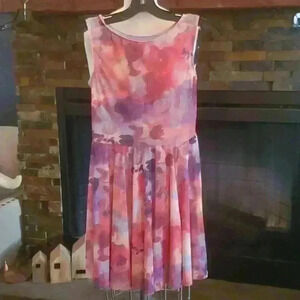 Sheer watercolor rose print overdress